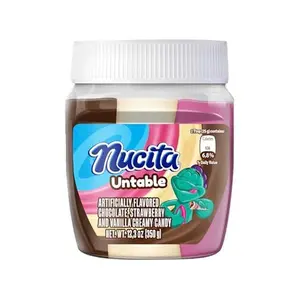 Nucita Trisabor Spreadable, Creamy Candy Chocolate, Vanilla and Strawberry 12.35 Oz Jar, Pack of 1