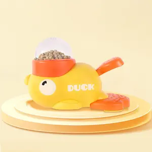 Pet Little Yellow Duck Shaped Feeder, Manual Interactive Food Dispensing, Smart Play, Feeding Training Supply for Cats and Dogs Halloween