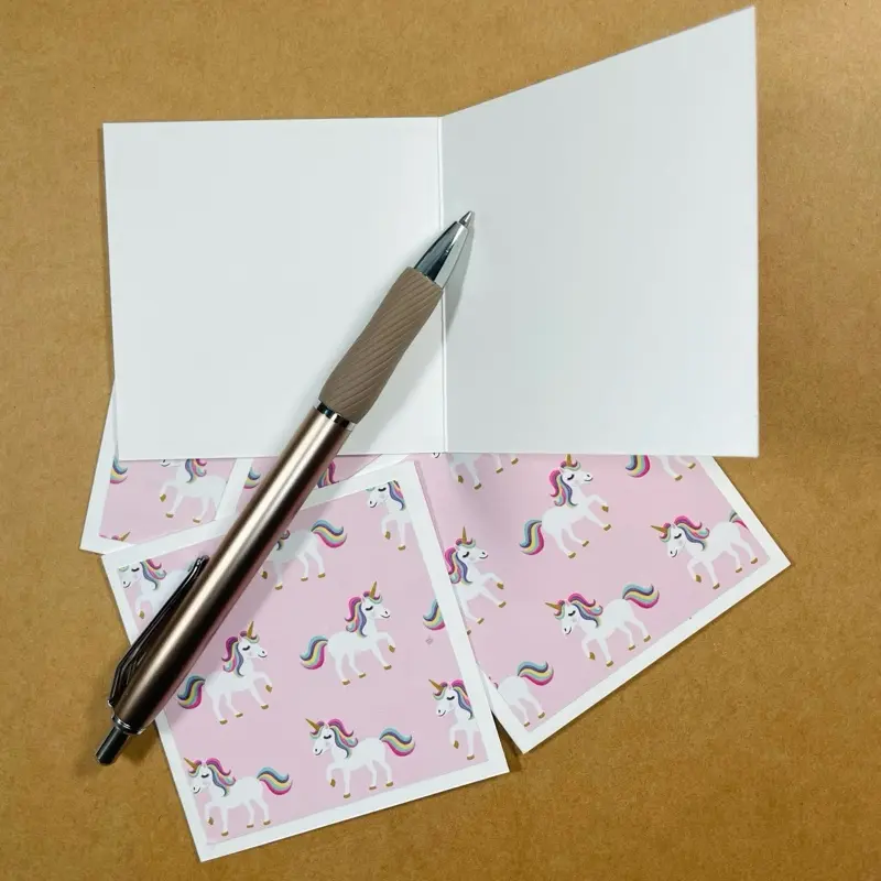 Mini Unicorn Cards  | Rainbow Unicorn Notecards | Cute Pink Stationery for Kids, Gifts, or Party Favors