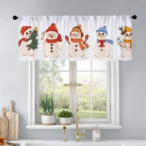 1pc Christmas and New Year printed kitchen curtains Set of various Cute snowman illustration curtains valance window treatment living room bedroom home decor 54 x 18 inch