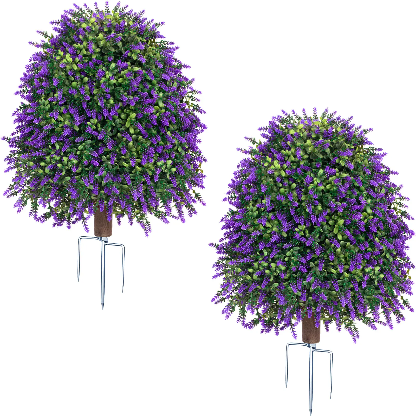 2 Pcs UV-Resistant Topiary Artificial Shrubs, Lifelike Fake Plants, Faux Plants Shrubs, Decorative Fake Flowers for Garden, Front Porch, Yard and Balcony Decor, Fake Outdoor Flowers