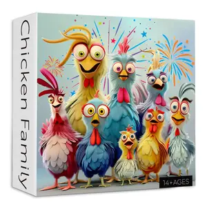 Thanksgiving Chicken Puzzles for Adults 1000 Pieces, Funny Chicken Family Jigsaw Puzzles, Colorful Winter Animal Puzzle as Home Decor