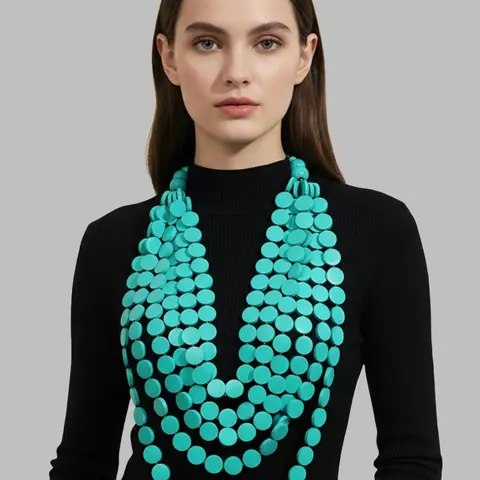 European and American fashion multi-layer round wooden bead handmade long necklace for women's party accessories Fashionable Accessory Fashion Accessory Necklace Fashion Jewelry Party