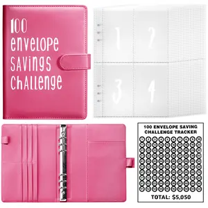 100 Envelopes Money Saving Challenge, 100 Envelope Challenge Binder, Easy and Fun Way to Save $5,050, Savings Challenges Budget Book Binder with Cash Envelopes for Office,Home,School