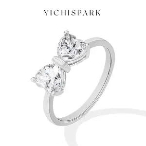 YICHI SPARK Heart Cut 1.6CT D/VVS1 Synthetic Moissanite Ring Hypoallergenic for Women Adult Suitable for Engagement Wedding Commuting Occasions High End Niche Jewelry Gifts R126