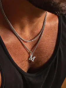 Men's Letter Design Pendant Necklace, Initial Necklace, Fashion Jewelry for Party, Daily Clothing Decor, Trendy All-match & Exquisite Jewelry for Birthday Gift