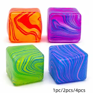 Stress Relief Squishy Cube, Ice Block Sensory Toy, Anxiety Relief Soft Gel Block, Adult Stress Ball, Multicolor Slow Rebound