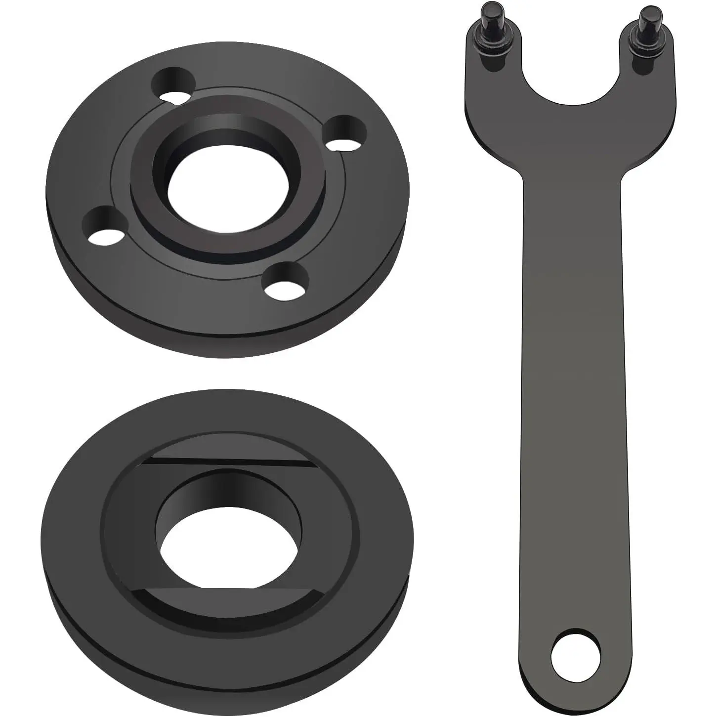 3 Pcs Hardware Industrial Metal Grind Accessory Tool Angle Grinder Nut & Wrench Kit - 5/8-11 Threaded Corrosion-Resistant Flange Lock Nut, Easy-to-Handle Compatible Kits for Makita Metabo Dewalt Ryobi Decker 193465-4, 4.5"-5" Grinders (Daily Maintenance)
