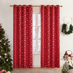 Deconovo Christmas Blackout Curtains - Perfect for the Holidays,Red-Snowflake Pattern for Home Decor