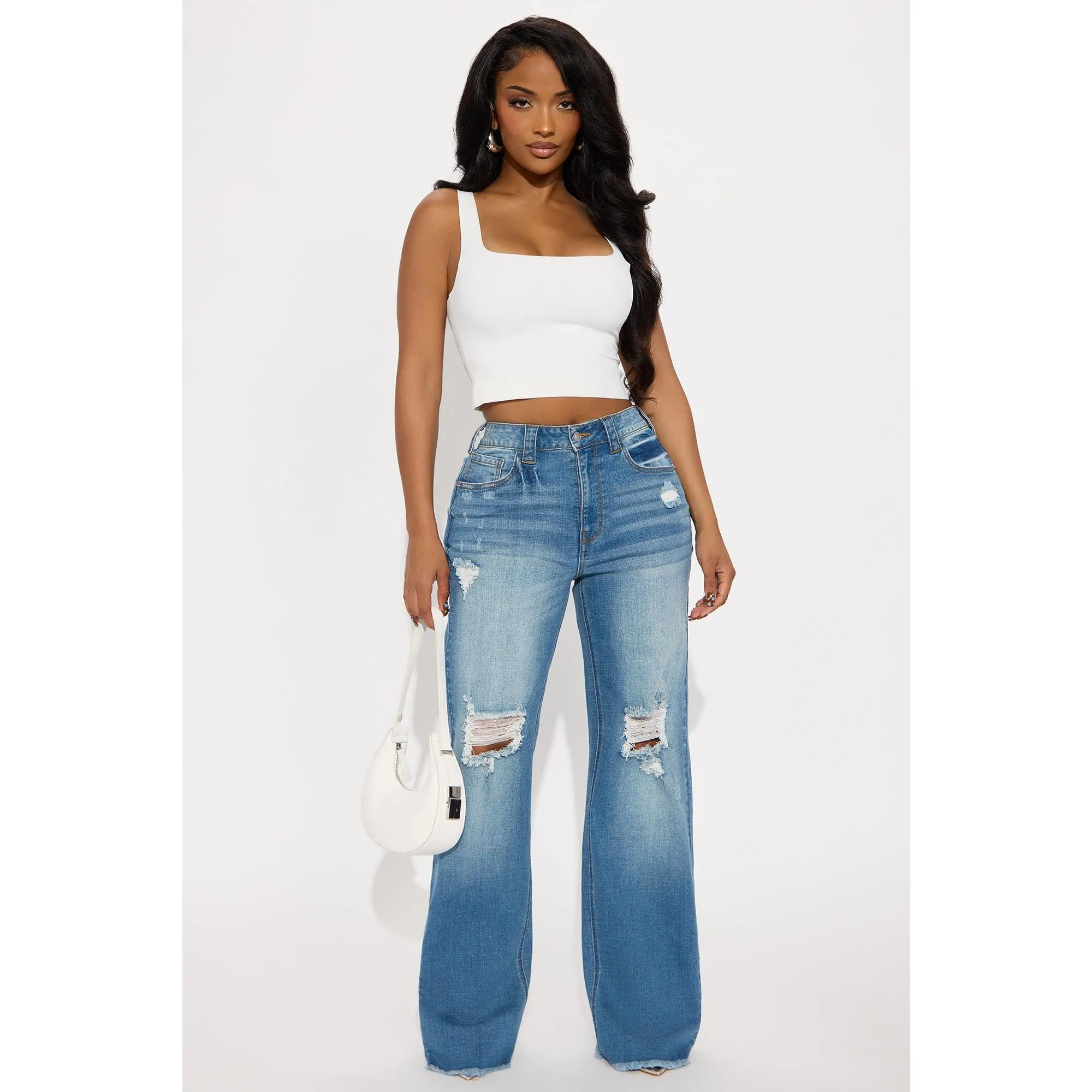 Coldwater Canyon Stretch Ripped Wide Leg Jeans - Medium Wash Coldwater Canyon Stretch Ripped Wide Leg Jeans - Medium Wash