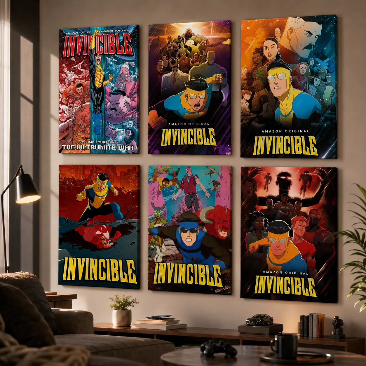 Invincible Space Poster Canvas Wall Art Print, Superhero Sci Fi Comic Wall Decor, High Quality Art Print, Aesthetic Bedroom Dorm Gaming Room Office Living Room Wall Decoration, Invincible Fan Gift