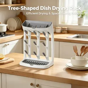 Baby Bottle Drying Rack, Space Saving Baby Bottle Drying Rack Set with Stand and Organizer, for Bottles, Teats, Pacifiers and Accessories, Ideal for Newborn Feeding Storage