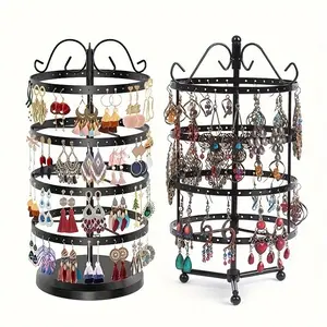 1 piece metal rotating earring storage tower - removable hook, 360 ° rotating display stand is suitable for bedroom, bathroom, kitchen decoration - sturdy square jewelry bracket, home finishing, simple design, stable hook, orderly life, jewelry tower
