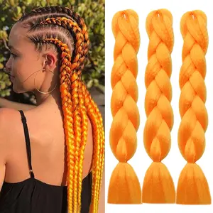 Orange Braiding Hair Kanekalo Jumbo Braiding Hair Extensions for Braids Easy Braid Synthetic Braiding Hair