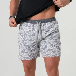 2025 Everyday Short Classic Athletic Shorts in White Camo, Duck Camo, Fitted Trend Mid Waist Shorts For Men
