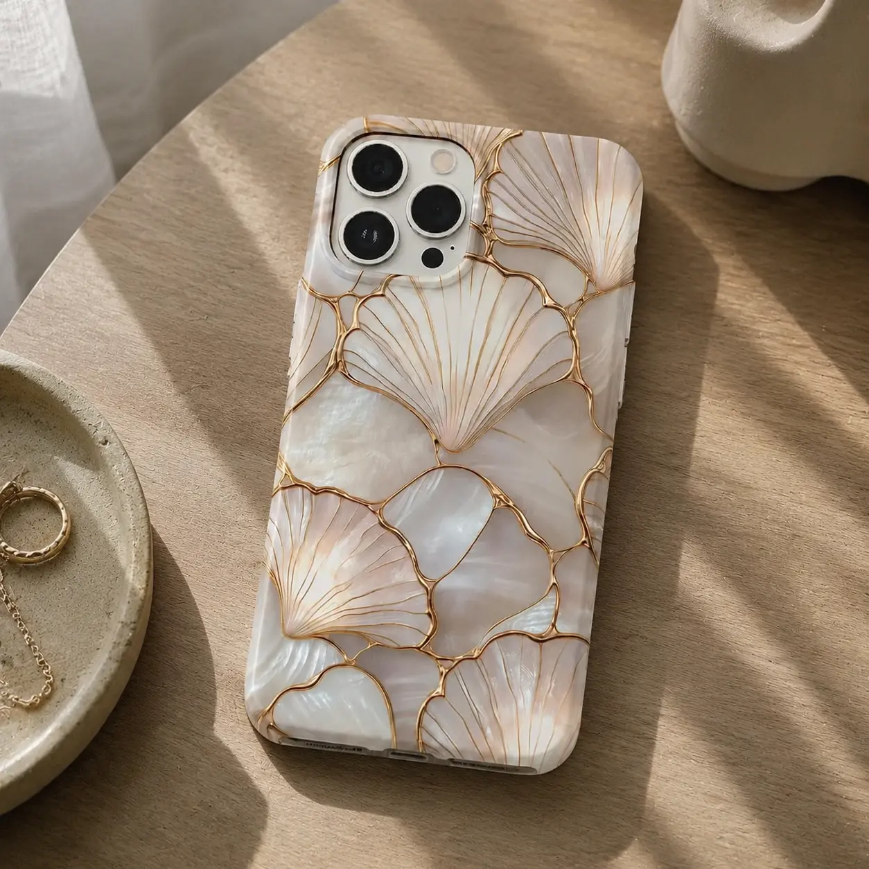 Stained Glass Seashell Cellphone Case - Faux Mosaic Coquette Coastal TPU Polycarbonate Shockproof Ultra-Slim Neutral Casual-Style Bohoo Protective Cover for iPhone 17-11 Pro Max Plus Air, Galaxy S26-S21 Ultra Plus FE Accessories, FLEHYLMHK