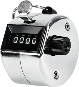 Metal Handheld Tally Counter, Clicker Counter with 4 Digit Display, Hand Mechanical Counter for Counting, Golf, Baseball, Knitting, Coaching, Fishing and Laps