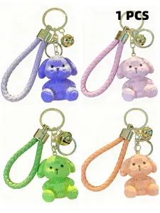 Handmade High-Quality Beaded Dog Keychain Kawaii, Cute Cartoon Style with Leather Strap, Unisex Perfect Gift, Unique Design for Daily Use, Trendy Cute Keychain, Keychain Pendant