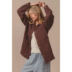 BiBi Quilted Wrinkle Gauze Long Sleeve Shacket