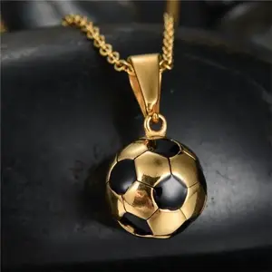 Hot NEW Trendy Football Link Chain Soccer Charm Necklace Pendant Gold Color Sport Ball Jewelry Men Boy Children Gift Necklaces Birthday Christmas Gift 2025
