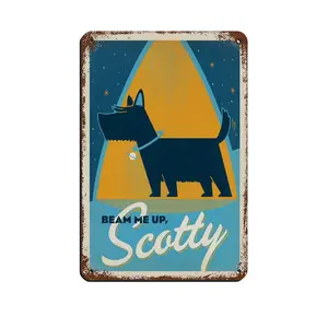 Vintage Metal Tin Signs Vintage Children's Corner Beam Me Up Scotty Metal Signs, Customize for Office, Business, Home, Workplace, Airbnb, Delivery Signs, Rust Free,Aluminum, Fade Resistant