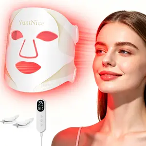 Red Light Therapy for Face, 7-Color & 850nm Near-Infrared Facial Light Therapy, 288 LEDs, 8 Modes, 2000mAh Rechargeable Remote with Timer, Portable Skin Care, White