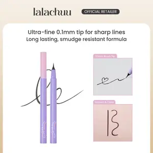 lalaChuu Skinny Tip Liner 0.5g | 0.1mm Ultra-Fine Brush Tip Eyeliner Pen for Precise Lines, Smudge-Proof, Waterproof, Long-Lasting Liquid Eyeliner in Black & Brown – Gentle Formula for Sensitive Eyes
