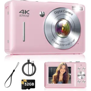 Digital Camera, 44MP FHD 1080P Point and Shoot Digital Camera with Anti Shake, Small Digital Camera with  Detect, 32GB SD Card, 16X Zoom Camera for , Teens, Boys, Girls
