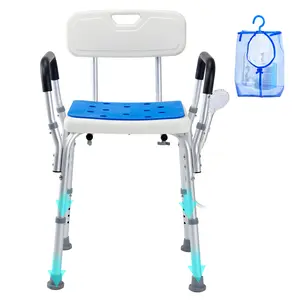 【Summervibes】Shower Chair, 400 lbs Capacity, Shower Seat with Back, Adjustable Height Shower Stool, Shower Chair for Inside Shower Bathtub, Non-slip Bathroom Bench Bath Chair for Elderly Disabled Handicap