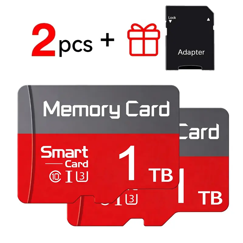 1TB SD Card for Dash Cams, 2 Complete Sets Micro TF SD Cards with Adapter for PC, Durable MicroSDXC Card for Car Audio, SD Memory Card & Micro SD Card for mobile phones and surveillance cameras