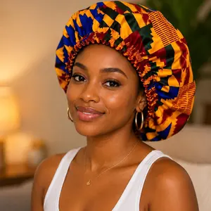 Satin African Print Bonnet for Hair Protection | Comfortable, Stylish, Secure Fit