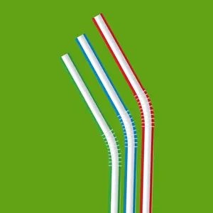 Disposable Striped Plastic Flex Straws, 7.5" Long, Assorted Colors, 100 Count, Large Pack