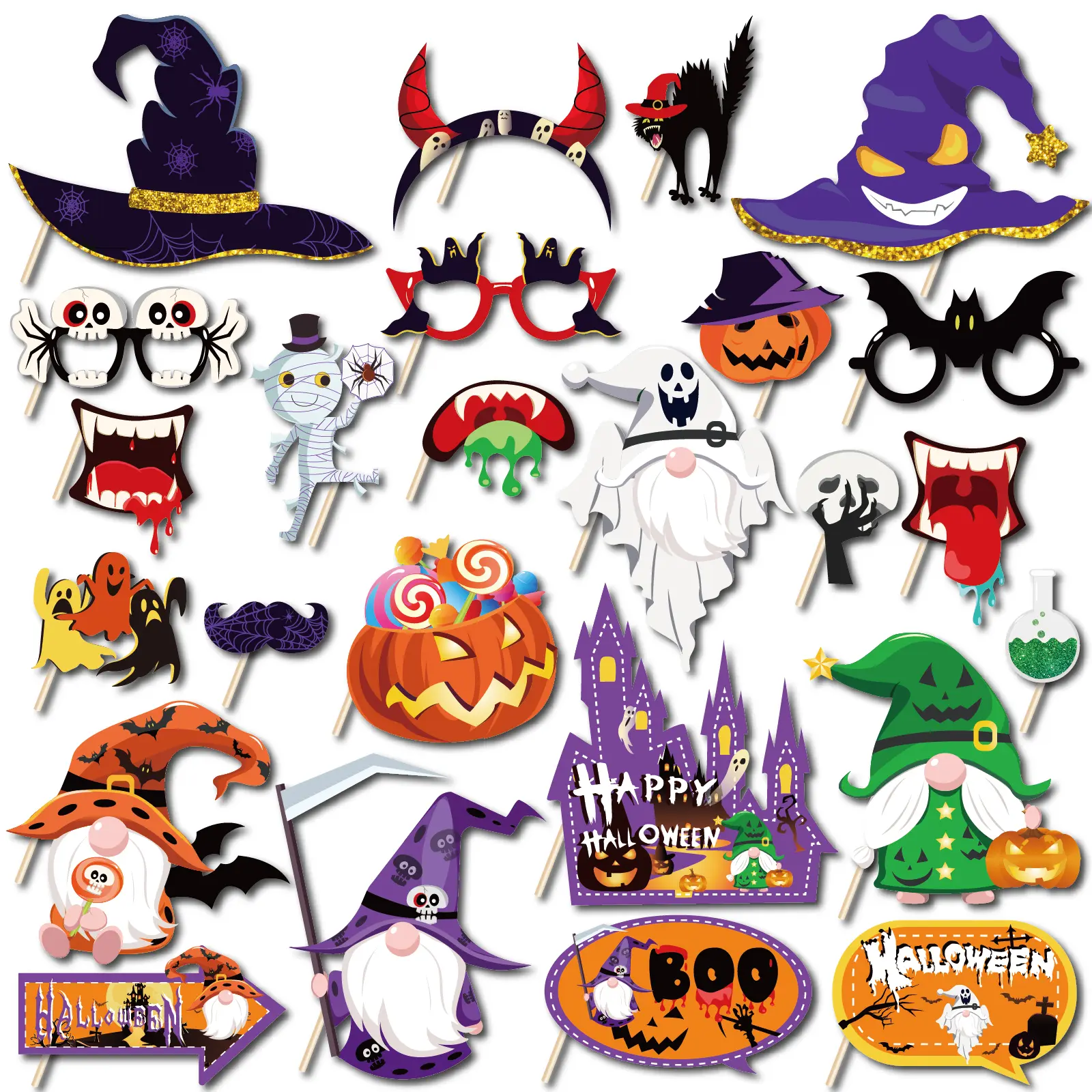 Halloween Photo Booth Props 25 Pcs for Halloween Decorations Ornaments