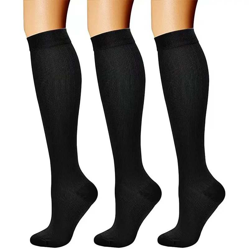 Solid color elastic socks cycling long compression socks men and women calf outdoor fitness running sports anti varicose veins compression socks