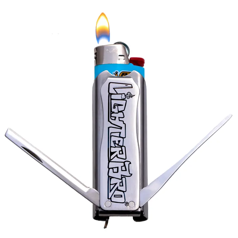 LighterBro Slim 6 in 1 Multitool 100% Hardened Stainless Steel, High Reflective Mirror Polished Finish, Lighter Case for Bic or Clipper Lighters