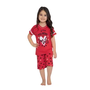 Girls 100% Cotton Pajama Set – Ultra Soft & Breathable Kids Sleepwear – Short Sleeve & Shorts