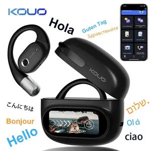 KOUO O1 Open-Ear Wireless Bluetooth 5.4 Headphones with LED HD Display High-Fidelity Sound IPX7 Waterproof for Office Sports Studying Audio Calls