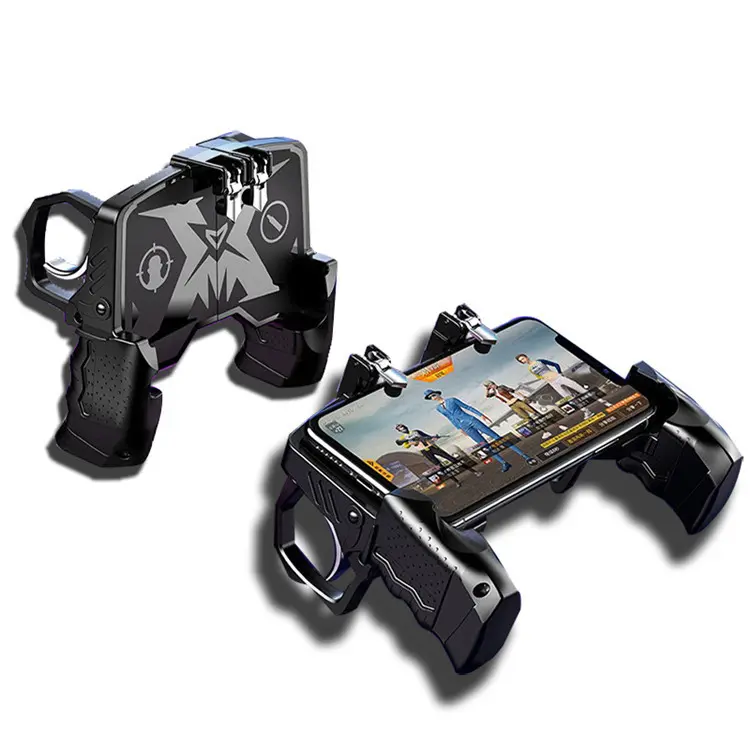 NewTrigger Handheld ABS Game Pad - Smart Phone Gaming Controller with Charging Function, Charging Plug Headphones Compatibility, 4-Finger Operation for Free Fire, PUBG Mobile, Four-Finger Operation