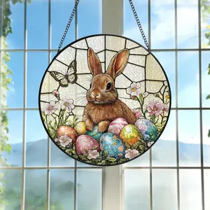 Easter Rabbit Stained Glass Suncatcher Bunny Window Hanging Easter Suncatcher Rabbit Home Decor Rabbit Art Rabbit Lovers Easter Gift