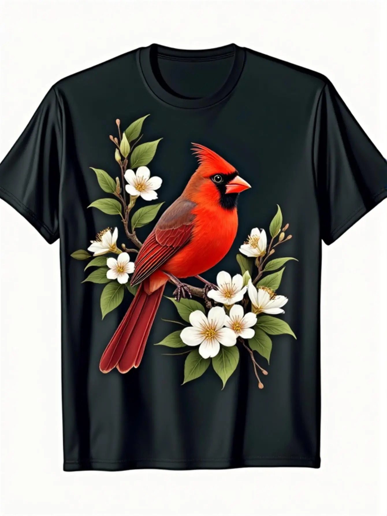 Cute Cottagecore Aesthetic Northern Cardinal Bird unisex soft cotton short sleeve t shirt, vintage graphic casual tee for men women teens, perfect birthday holiday gift for camping travel gym daily street casual wear