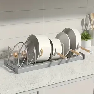 Adjustable Kitchen Storage Rack - Multi-layer Design, Expandable for Plates, Pots, Pan Lids - Sturdy Construction, Space-saving Practical Kitchen Tool, Expandable Kitchen Storage Rack, Adjustable Shelf Rack