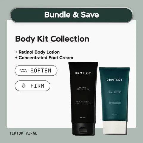 DRMTLGY Body Kit Collection: Retinol Body Lotion & Concentrated Foot Cream. Smooths Crepey Texture & Hydrates Rough, Dry Feet.