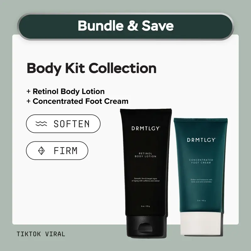 DRMTLGY Body Kit Collection: Retinol Body Lotion & Concentrated Foot Cream. Smooths Crepey Texture & Hydrates Rough, Dry Feet.