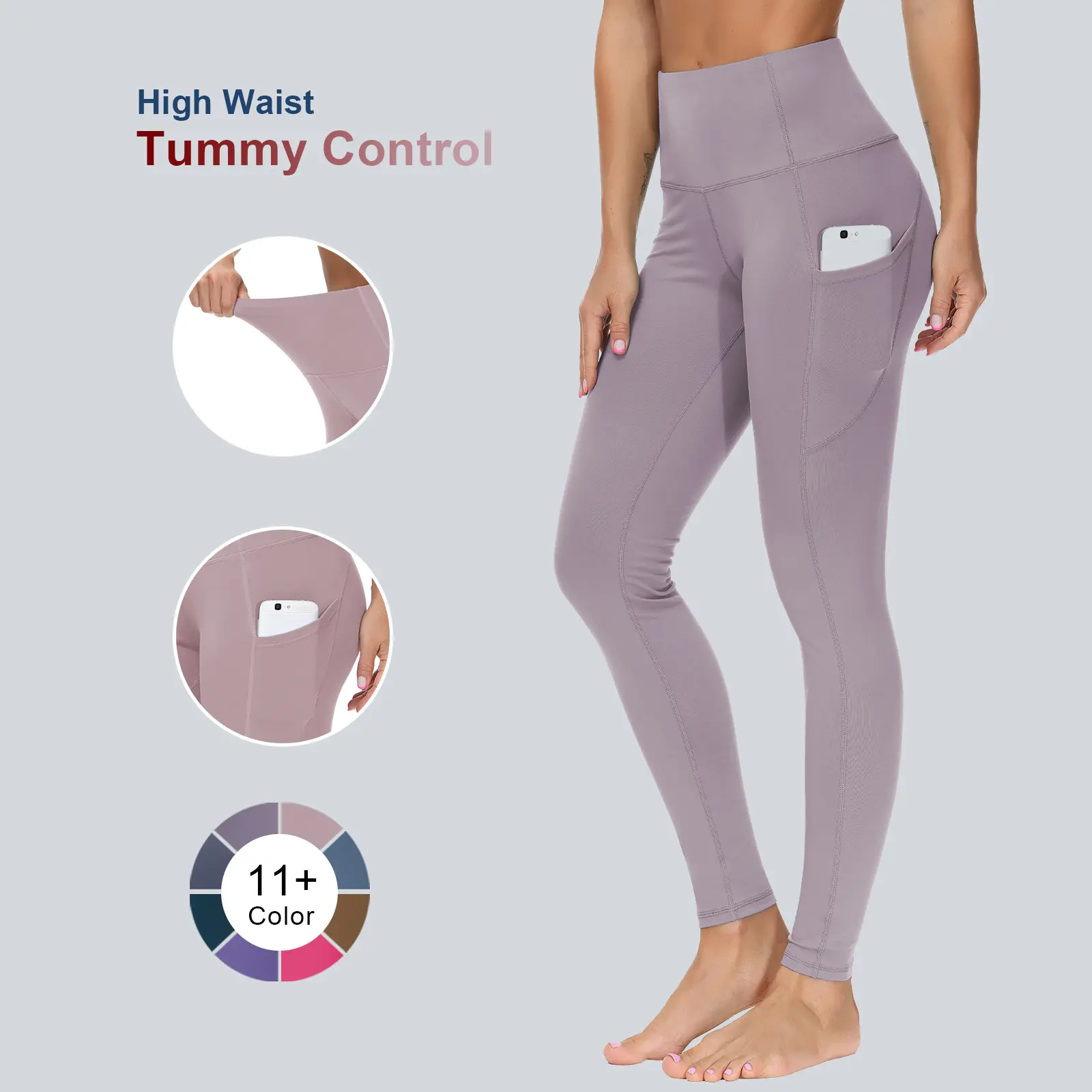 THE GYM PEOPLE Breathable Vented Women's Sports Leggings - High Waist, Tummy Control, Abdominal Compression, Booty Scrunch, Booty Lift, Pockets, Activewear Vibes