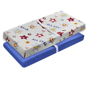 Everyday Kids 2-Pack Changing Pad Covers Jungle Sports/Blue – Soft 100% Cotton Jersey, Fits Most Changing Tables 