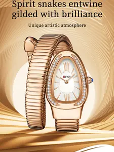 Ofns Snake Design Bracelet Watch, Elegant Quartz Women's Watch, Diamond Accent, Waterproof, Fashionable, Birthday Gift, Lady Gift