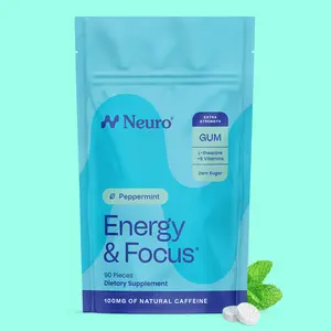 Neuro Peppermint Extra Strength Energy & Focus Mints (90 Pieces) - Sugar Free with Natural Caffeine, L-theanine, Vitamin B12 & Vitamin B6