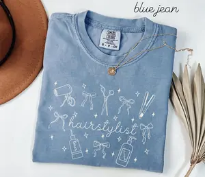 Hairstylist Comfort Colors Shirt • Coquette Hair Stylist Work Tshirt • Hairdresser Tees • Cosmetologist Gifts • Cosmetology Graduation Gift Fabric Top Womenswear Fit