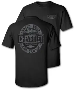 Chevrolet Speed Shop and Garage T-Shirt 2 Sides, Classic Originals Graphic for Car Enthusiasts, Vintage Automotive Style Shirt for Men