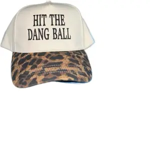 Embroidered Hit The Dang Ball or Mama Leopard Print Snapback - Comfortable Breathable Fabric Adjustable Snap Closure, Casual Wear